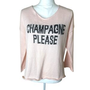 NWT Miracle Womens Graphic Slogan Pink Knit Sweater SMALL Relaxed Lounge Casual